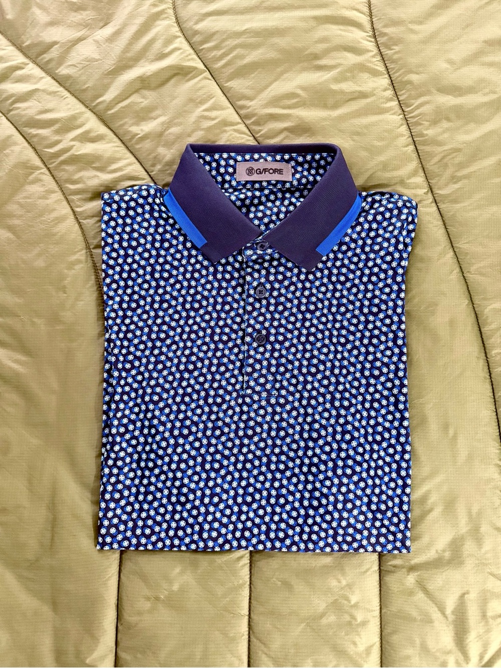 G/FORE ⛳️ golf polo, Navy and Bright Blue with all over logo print
